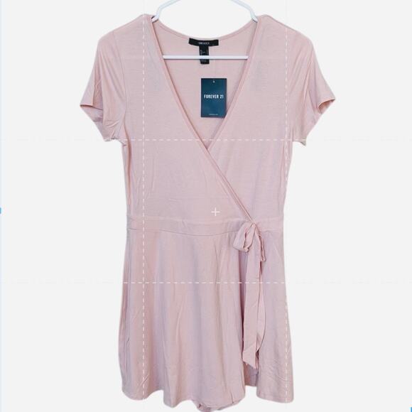 NEW Forever 21 Pink Mock Wrap Skort Shorts Romper SIZE SMALL - Picture 1 of 12